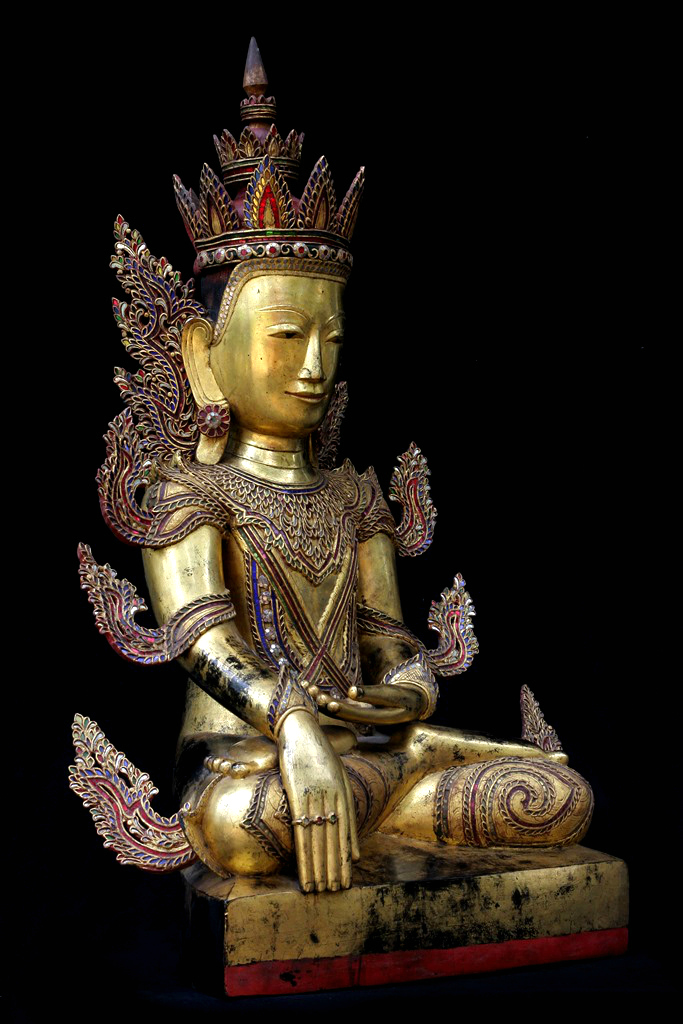 Extremely Rare Early 18C Lacquer Shan Burmese Buddha #DW098